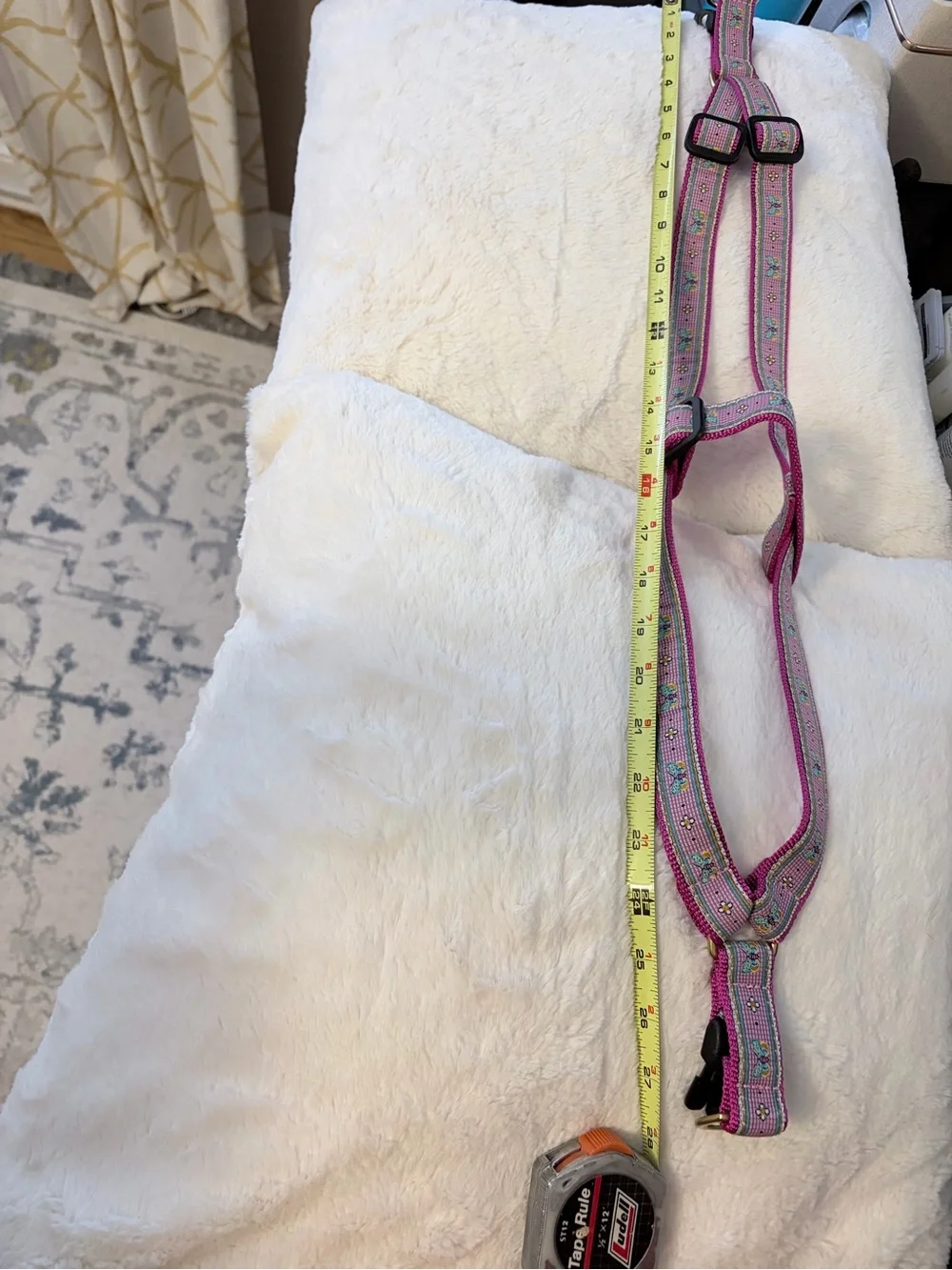 Pink Bistro Tile Dog Harness - Adjustable, size Medium